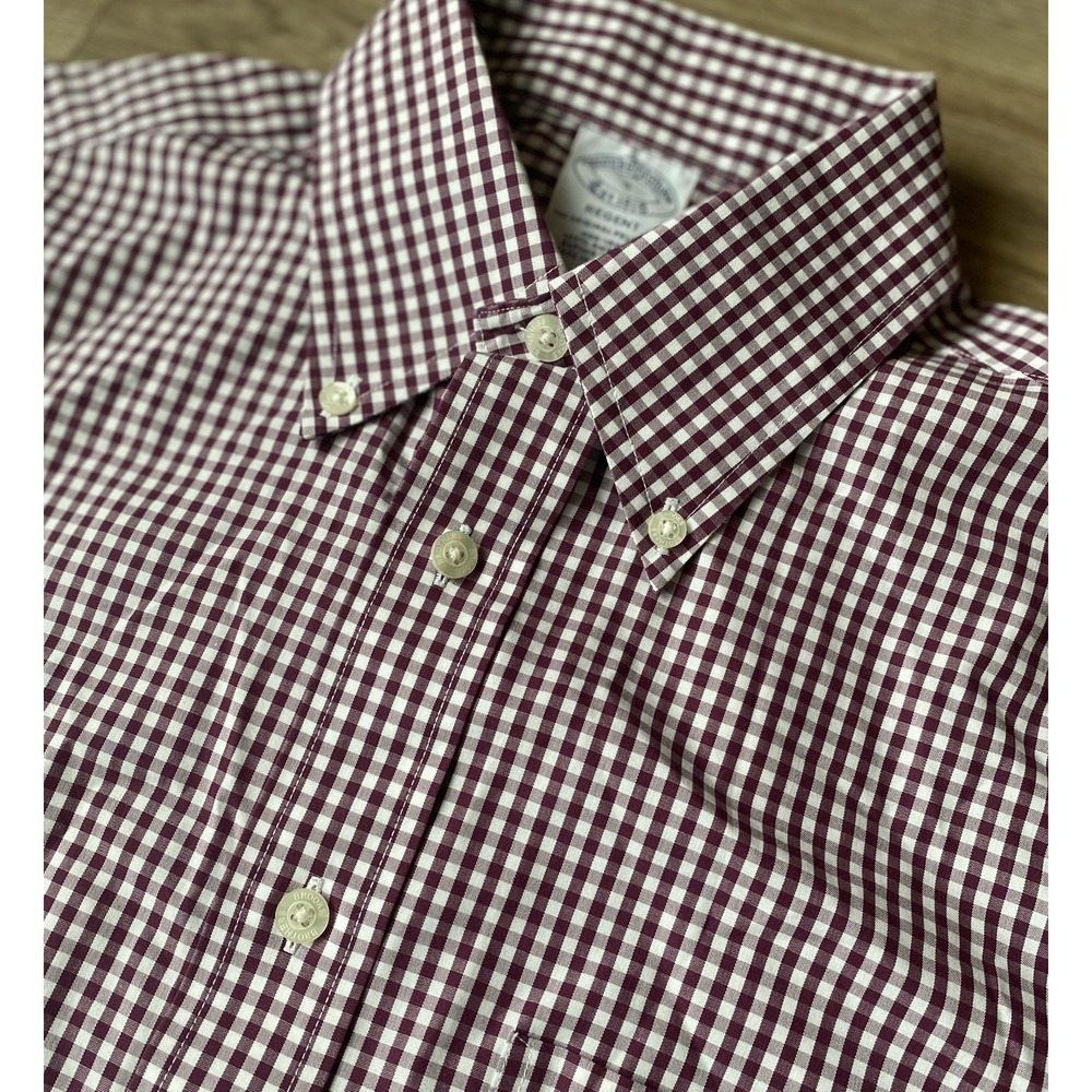 NEW Brooks‎ Brothers Dress Shirt Small Long Sleeve Button Down Red Gingham Check